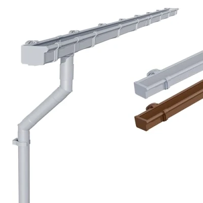Abbildung von INEFA Dachrinne Dachrinnen Set, Gartenhaus, Carport, Terrasse, NW 83, Kastenrinne, 6m, 1 St., Dachseite, Regenrinne Kunststoff, Pultdach, Made in Germany
