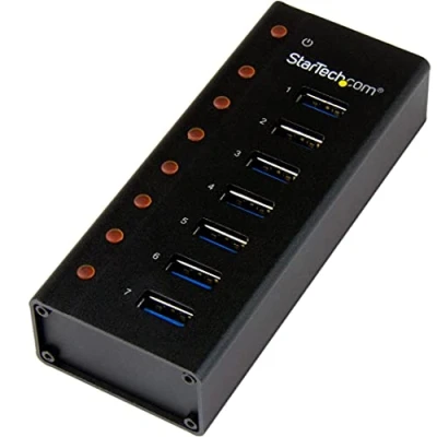 Abbildung von StarTech.com 7 Port USB 3.0 Hub Metallgehäuse Desktop oder Wandmontierbar Kompakter fach Verteiler SuperSpeed