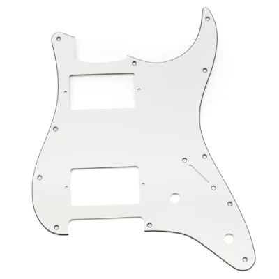 Abbildung von Musiclily Pro 11 Löcher ST Schlagbrett HH Gitarren Pickguard mit 2 Bedeckter Humbucker Potis Aussparungen für Fender Squier Strat Style E Gitarre, 3 lagig Weiß