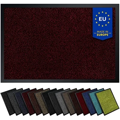 Abbildung von Gentle North Hochwertige Fußmatte rot schwarz 60x90 groß für Innen &amp; Außen Schmutzfangmatte rutschfest, waschbar wetterfest Fussmatte Eingangsbereich Aussenbereich Läufer Flur dünn