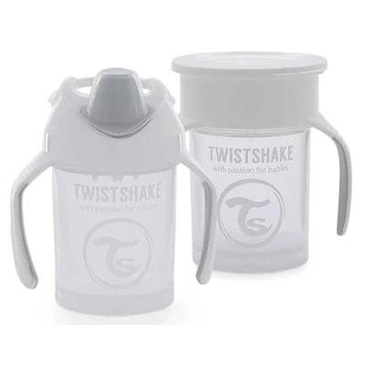 Abbildung von Twistshake Auslaufsichere Baby Trinklerntassen 2er Set 1x 360 Tasse + Mini BPA Frei Trainingstasse Für Kinder Lernende Trinkflasche Weiß