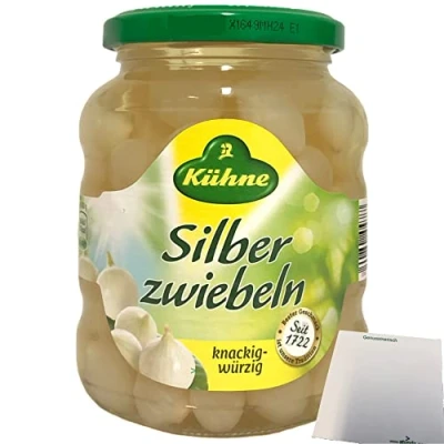 Abbildung von Kühne Silberzwiebeln in pikantem Aufguss 1er Pack (1x330g Glas) + usy Block