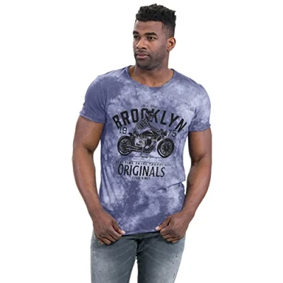Abbildung von Key Largo T Shirt Trophy Skull Biker Print Motiv vintage Look MT00402 Rundhals Auschnitt bedruckt kurzarm slim fit