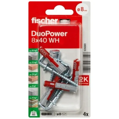 Abbildung von Fischer DuoPower 8 x 40 WH K NV Dübelset mm 535001 1 Set (535001)