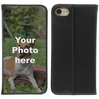 Abbildung von PhoneNatic Case kompatibel mit iPhone 7/8 / SE 2020 Personalisierte Handyhülle Kunstlederhülle schwarz zum selbst gestalten eigenem Foto