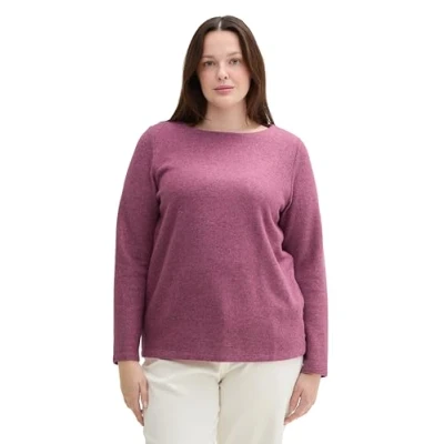 Abbildung von TOM Tailor MIT Knopfdetails Strickpullover, Damen, Größe: 46, Pink velvet melange