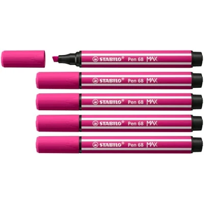 Abbildung von Premium Filzstift mit dicker Keilspitze STABILO Pen 68 MAX 5er Pack pink
