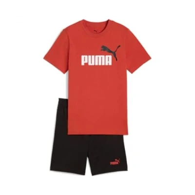 Abbildung von Puma LOGO TEE AND Shorts Unisex SET kurze Sporthose für Kinder, Größe: 128, Red fire