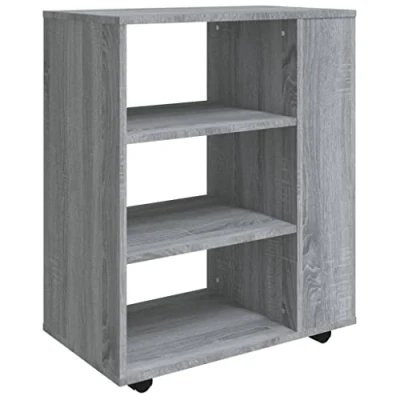 Abbildung von vidaXL Rollschrank, Rollcontainer mit viel Stauraum, Aktenschrank Rollen, Büroschrank Bürocontainer Schrank, Grau Sonoma Holzwerkstoff