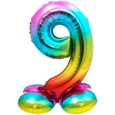 Abbildung von Figur Ballon 9 Stehend Regenbogen 72 cm