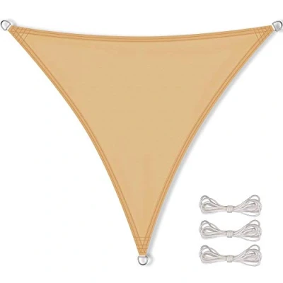 Abbildung von CelinaSun Sonnensegel wasserdicht inkl Befestigungsseile Premium PES wasserabweisend imprägniert Dreieck gleichseitig 3,6 x m Sand beige