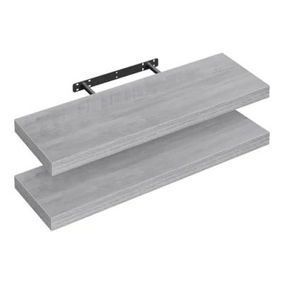 Abbildung von WOLTU Wandboard 2er Wandregal CD DVD Regal Bücherregal Schweberegal Holz Board 70x22.9x3.8cm grau Eiche für Büro, Wohnzimmer, Schlafzimmer, Küche RG9369grei 2