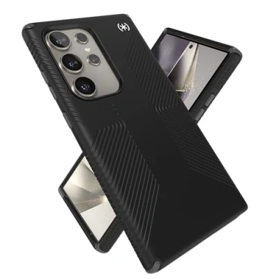 Abbildung von Speck Samsung Galaxy S24 Ultra Hülle Fallschutz, Griffigkeit, Kratzfest, weiche Handyhülle Presidio2 Grip Schwarz/Schiefergrau/Weiß