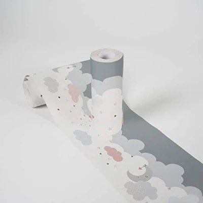 Abbildung von A.S. Création Bordüre &quot;Dreamy Sky&quot;, Tapete Kinderzimmer Grau Rosa Weiß