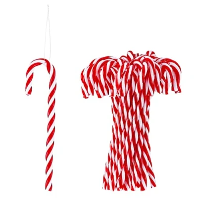 Abbildung von HERZWILD 32pcs Christmas Zuckerstange ca.15cm zuckerstangen zum hängen baumschmuck Weihnachten anhänger christbaumanhänger (rot)