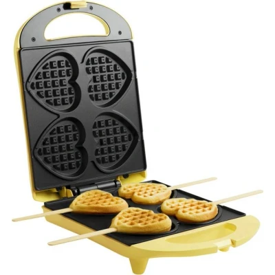 Abbildung von bestron Waffeleisen &quot;DSW271GELB Sweet Dreams&quot;, 780 W, für Herzwaffeln am Stiel, Retro Design