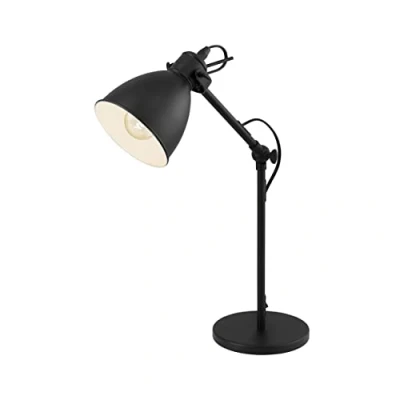 Abbildung von Eglo 49469 Tischleuchte PRIDDY Stahl schwarz, weiß E27 1X40W H:42,5cm mit Kabelschalter