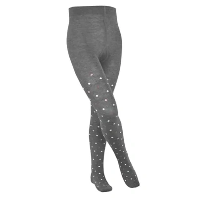 Abbildung von FALKE Unisex Kinder Strumpfhose Multidot K TI Baumwolle dick gemustert 1 Stück, Grau (Light Grey Melange 3390) neu umweltfreundlich, 110 116
