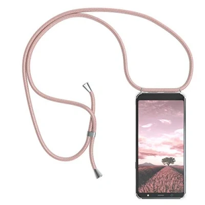 Abbildung von EAZY CASE Handykette kompatibel mit Samsung Galaxy A6 Plus Handyhülle Umhängeband, Handykordel Schutzhülle, Silikonhülle, Hülle Band, Stylische Kette für Smartphone, Rosé Gold