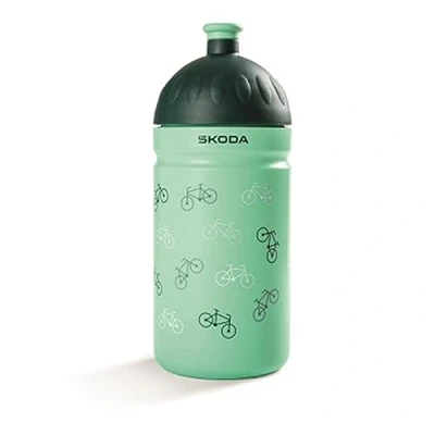 Abbildung von Skoda 6U0050309 Trinkflasche 500ml Flasche Wasserflasche Kinder, mit Fahrrad Motiv, grün