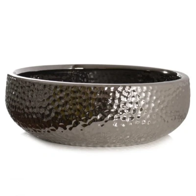 Abbildung von Schale CORO, Keramik, silber glasiert, Kaheku, 30 cm