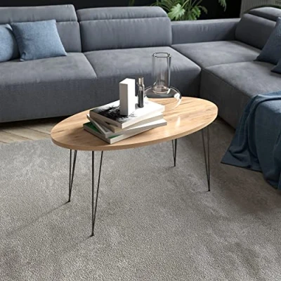 Abbildung von en.casa Couchtisch, »Skævinge« Sofatisch oval 43 x 90 50 cm Holzfarben