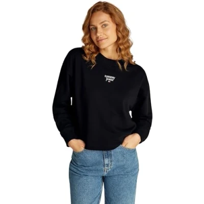 Abbildung von Tommy Jeans Essential LOGO CREW Sweatshirt, Damen, Größe: 4XL, Black