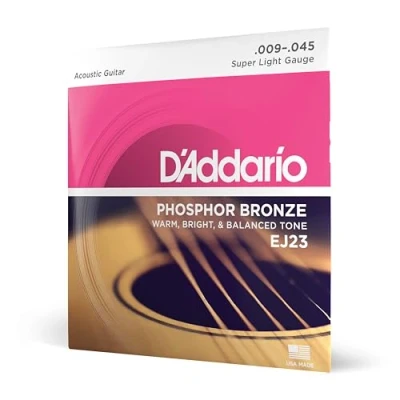 Abbildung von D&#039;Addario Gitarrensaiten Westerngitarre Akustikgitarre Acoustic Guitar Strings EJ23 Super Light, 9 45 1 Stück