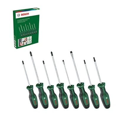 Abbildung von Bosch Home and Garden Schraubendreher Set, 8 teilig (Hochwertiger Schraubenzieher Satz für Heimwerker; erstklassiger S2 Stahl; Softgrip; magnetische Spitze)