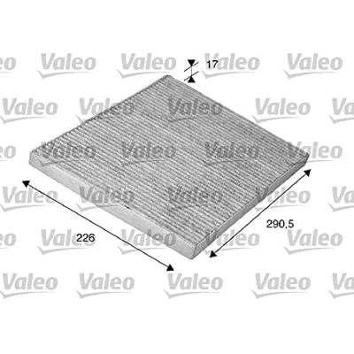 Abbildung von VALEO CLIMFILTER PROTECT 698746 Innenraumfilter Aktivkohlefilter 291mm 226mm 17mm OPEL: Omega B Limousine, Caravan