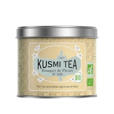 Abbildung von Kusmi Tea Bouquet of Flowers n108 Bio Earl Grey Schwarztee mit Bergamotte &amp; Ylang Aromatisiert Zitrusfrüchten Loser Tee 100 g Metalldose Menge für etwa 50 Tassen