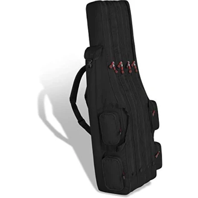 Abbildung von Rutentasche Rod Case Angelkoffer Futteral mit 2, 3 oder 4 Ruten Fächern, Verschiedene Längen wählbar stark wasserabweisender Fishing Rucksack Farbe Sch warz Innenfächer Größe 150 cm