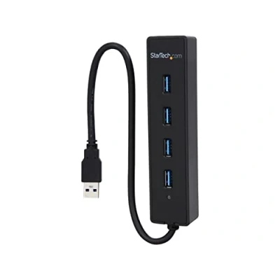 Abbildung von StarTech.com 4 Port USB 3.0 SuperSpeed Hub Schwarz Portabler externer mit eingebautem Kabel