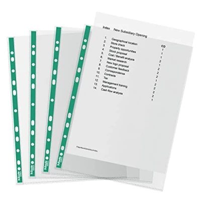 Abbildung von Esselte Premium geprägtsichthüllen A4, 200 geprägtsichthüllen, gelocht, ideal für Aktenordner und Ringbücher, Stück, 6285312