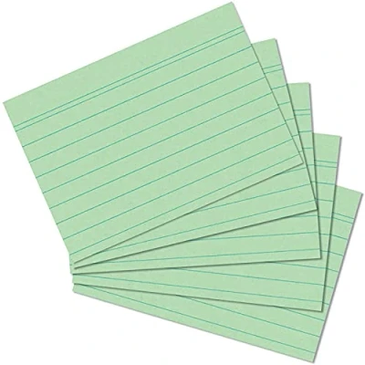 Abbildung von Exacompta 38083B 100er Pack Premium Karteikarten liniert DIN A8 ideal für die Schule, zum Lernen von Vokabeln und passend zur Bunnybox Lernkartei 55 x 74 mm grün