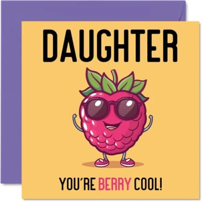 Abbildung von Stuff4 Geburtstagskarten für Tochter Berry Cool lustige Happy Birthday Karte von Mama, Papa, Tochter, Geburtstagsgeschenke, 145 mm x mm, Witz Grußkarten Frauen und sie