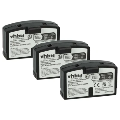 Abbildung von vhbw 3X Akku kompatibel mit Sennheiser RI 50, RS 85, 8, 810 S, 55, 65, RR 2400 Wireless Headset Kopfhörer (60 mAh, 2,4 V, NiMH)