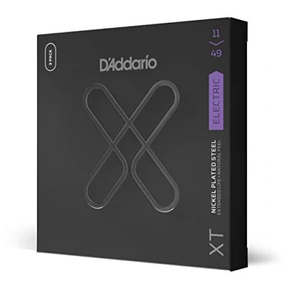 Abbildung von D&#039;Addario E Gitarren Saiten Gitarrensaiten Gitarre XTE1149, vernickelte XT Stahlsaite für Gitarre, Medium, 11 49, 3 Sätze