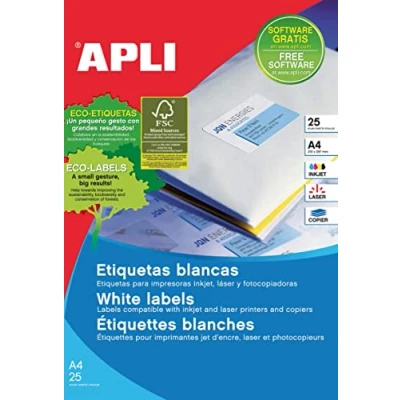 Abbildung von APLI 1992 Permanente weiße Etiketten, 63,5 x 38,1 mm, 25 Blatt