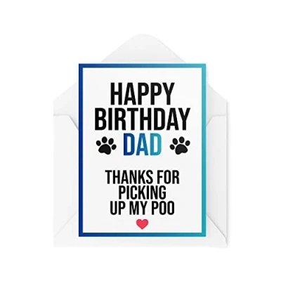 Abbildung von Tongue in Peach Lustige Geburtstagskarten für Vater vom Hund, Haustierliebhaber Grußkarten zum Geburtstag, Danke das Abholen von meinem Hundehund Papa, CBH254