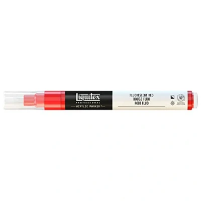 Abbildung von Liquitex 4620983 Professional Paint Marker, Acrylmarker mit hochpigmentierte Acrylfarbe auf Wasserbasis für den Innenbereich &amp; Außenbereich, feine Spitze Rot fluoreszierend