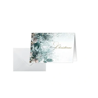 Abbildung von SIGEL DS086 Weihnachtskarten Set &quot;Eucalyptus magic&quot;, A6 quer, 25 Karten mit Umschlägen, ideal zum Bedrucken, aus nachhaltigem Papier