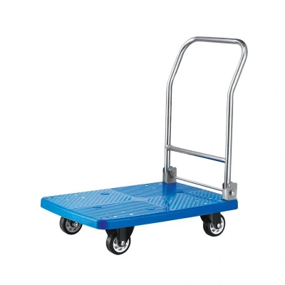 Abbildung von HENDI Plattformwagen Tragkraft 150 kg klappbar 73 x 48 82,5 cm Edelstahl Halterung Kunststoff Plattform, Magazinwagen