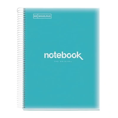 Abbildung von Miquelrius Notizbuch A4 Notizblock Emotionen, 160 Seiten 90 g/m², Raster 5 x mm, 8 farbige Streifen, Mikroperforierte Spirale, Polypropyleneinband, 4 Loch Lochung, Notizbuch, Himmelblau