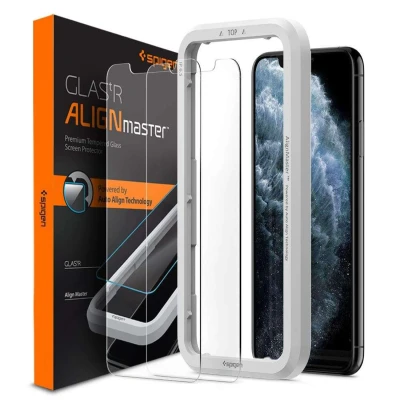 Abbildung von 2er Pack Apple iPhone 11 Panzerglas Spigen GLAStR Fit Screenprotector Duo + Applicator EZ Displayschutzfolie für das