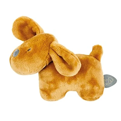 Abbildung von Nattou Kuscheltier Rassel, Hund Charlie, Für zuhause oder unterwegs, Jacquard, Ca. 17 cm, Vegan, Baumwolle/Polyester, Karamell