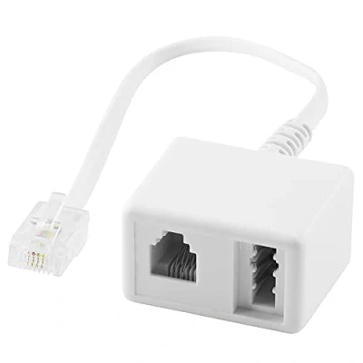 Abbildung von BestPlug 20cm Telefon Fax Kabel Adapter Verteiler Splitter Weiche Verbindungsstück, RJ45 Stecker männlich auf 1 TAE N Buchse und RJ11 Kupplung weiblich, Weiß