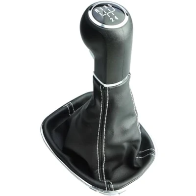 Abbildung von Schaltknauf + Schaltsack mit weißer Naht Rahmen 5 Gang kompatibel/Ersatzteil für Opel Corsa D E Adam, SSR_OP383_5G_WN