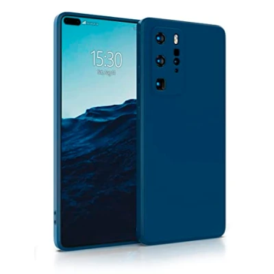 Abbildung von MyGadget Hülle für Huawei P40 Pro robuste Silikon Schutzhülle TPU Case Slim Silikonhülle Back Cover Kratzfest Handyhülle Matt Dunkelblau