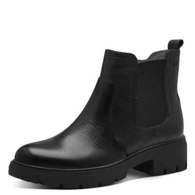 Abbildung von Tamaris COMFORT Damen Chelsea Boots aus Leder mit Reißverschluss, Schwarz (Schwarz Nappa), 38 EU
